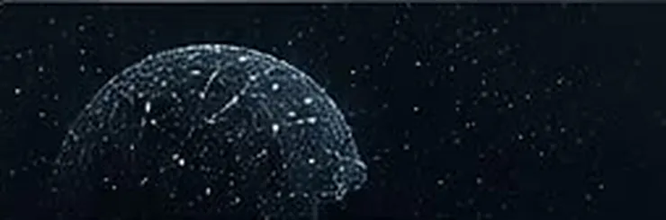 Globe terrestre stylisé formé d'un réseau de points lumineux